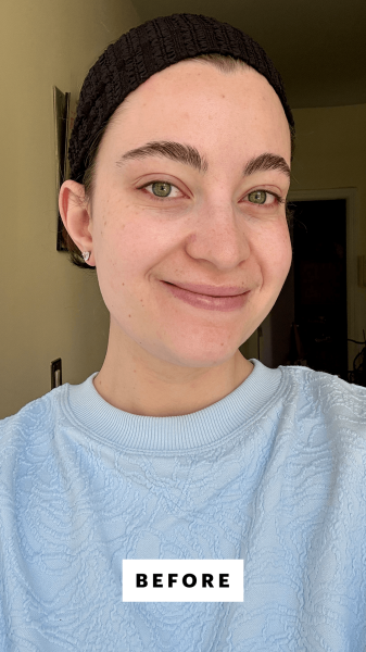 Felbin before applying the Tatcha The Matcha Cleanse