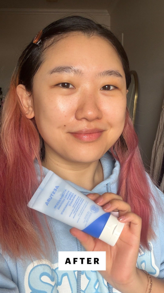 Allure commerce editor Sarah Han after applying the Aestura Hydro Soothing Cream